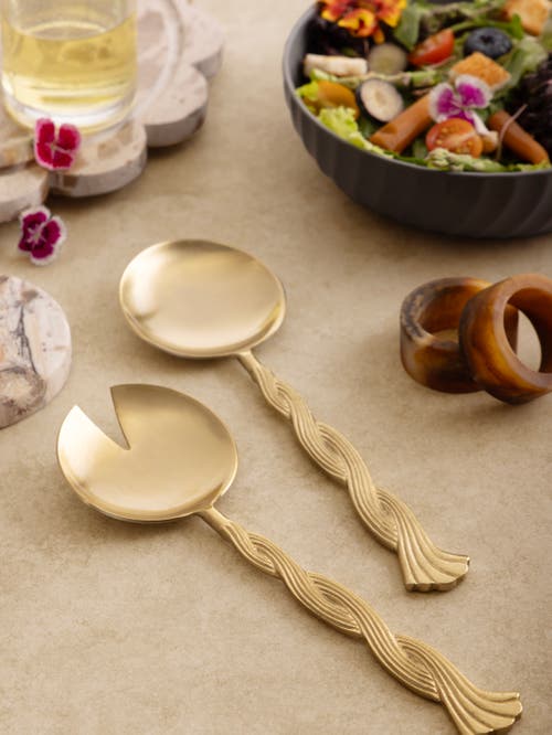 Gauri Kohli Santiago Salad Servers, Set Of 2 In Gold