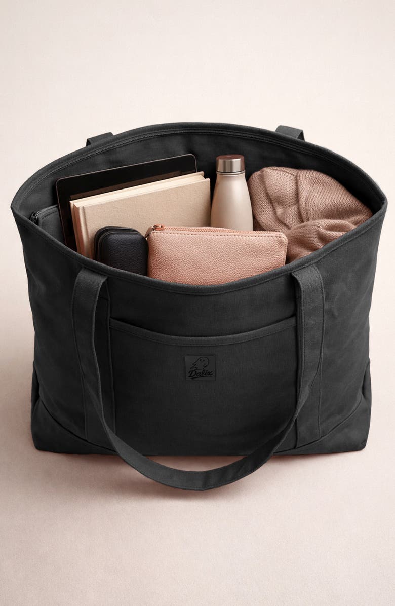 Dalix Ghost 23" Carryall Canvas Tote Bag, Alternate, color, Black