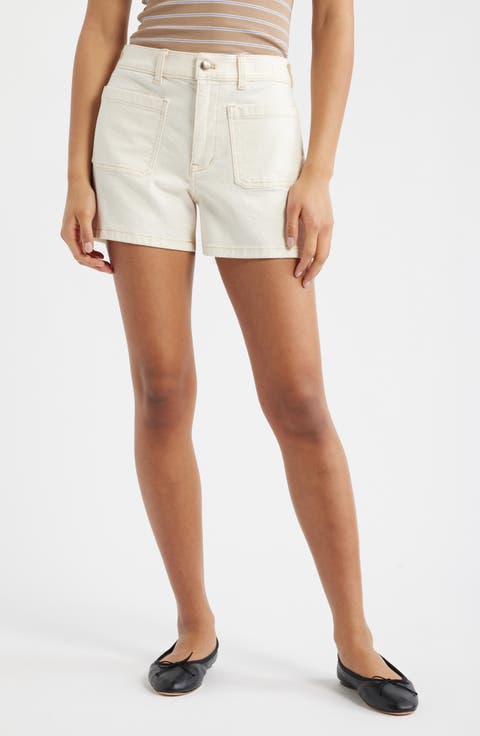 The Emmy Patch Pocket High Waist Denim Shorts (Vintage Canvas)