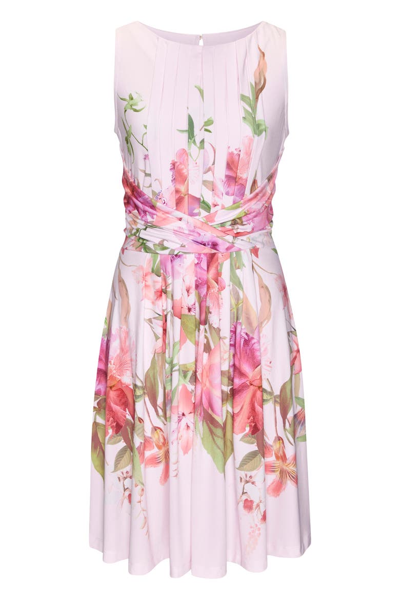 Pleated Floral Dress, Alternate, color, Rose Printed