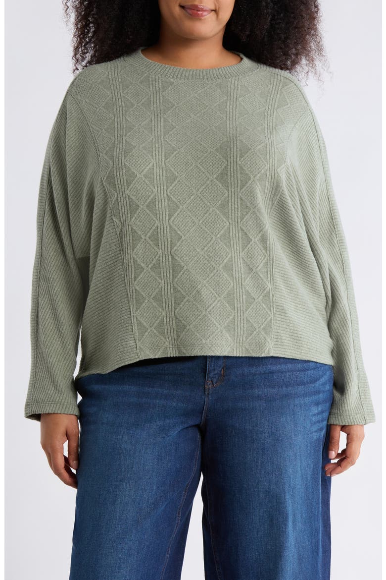 Textured Dolman Sleeve Sweater, Main, color, HEATHER OLIVE