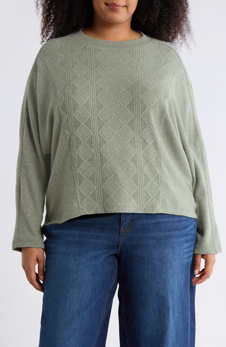 Democracy Textured Dolman Sleeve Sweater, Main, color, Heather Olive