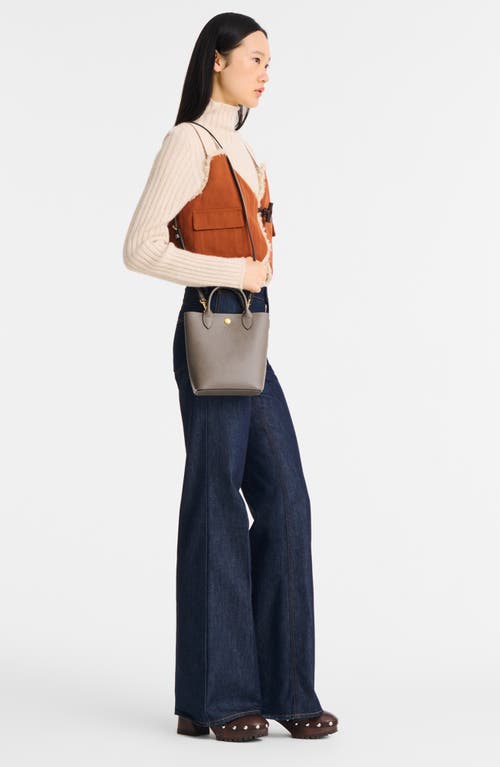 Longchamp Épure North/south Leather Top Handle Tote In Gray