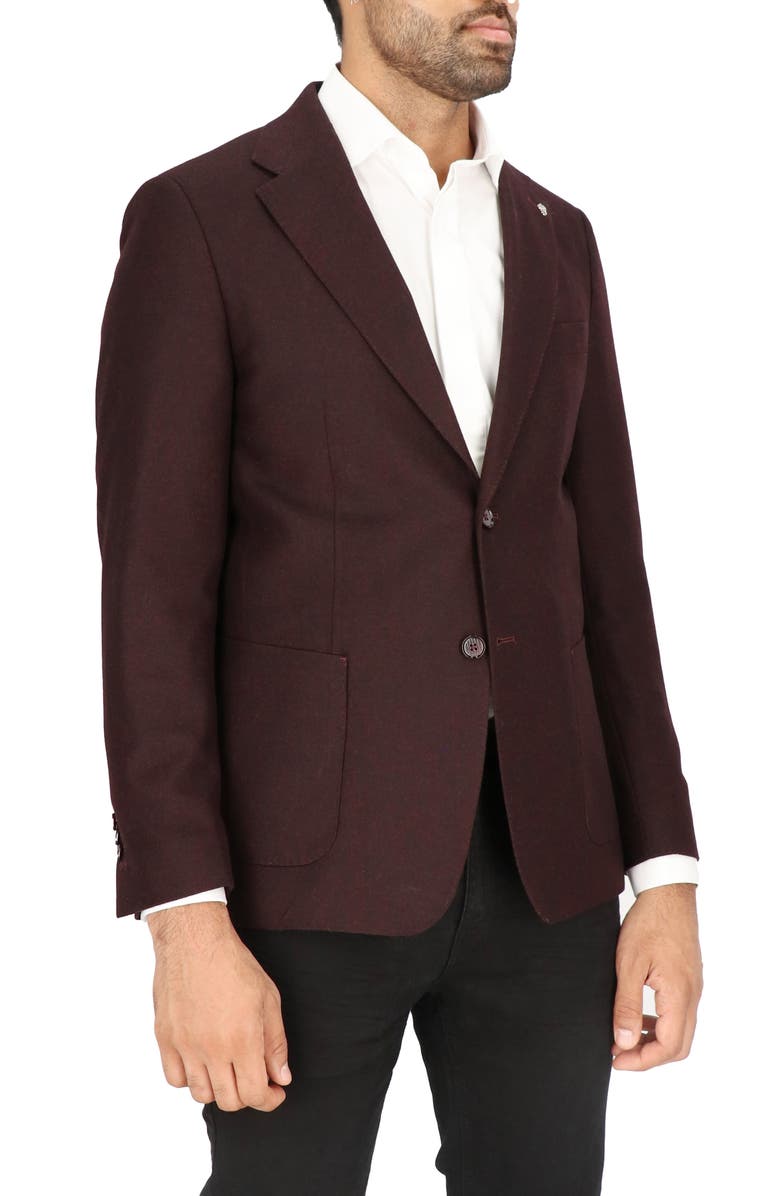 Scotch & Soda Solid Merlot Wool Sport Coat, Alternate, color, Wine