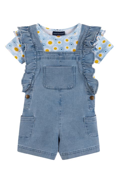 Kids' Floral T-Shirt & Denim Romper Set (Toddler & Little Kid)