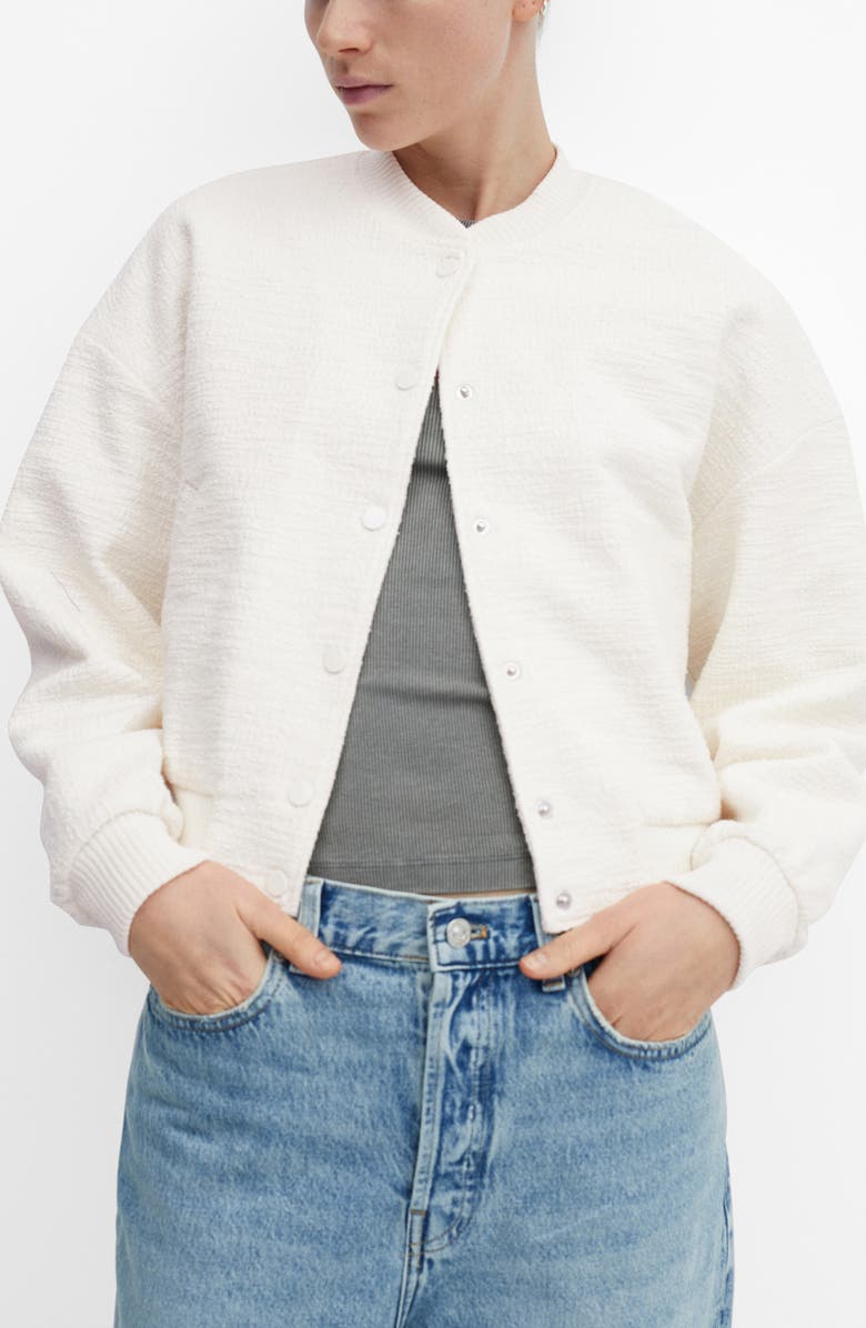 MANGO Tweed Bomber Jacket, Main, color, 