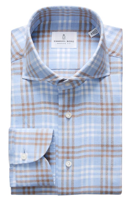 Emanuel Berg Ultra Soft Luxury Plaid Brushed Cotton Twill Dress Shirt