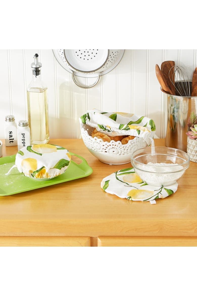 Reusable Cotton Dish Cover Set/3, Alternate, color, Lemon Bliss