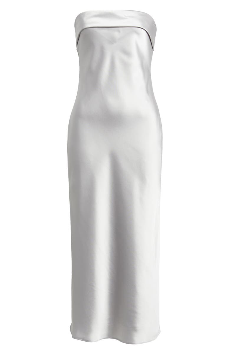 Amsale Faye Strapless Satin Cocktail Dress, Alternate, color, Platinum