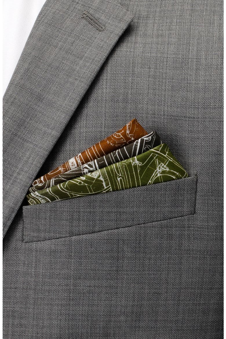 Antique Clock Gradient Silk Pocket Square, Alternate, color, GREEN