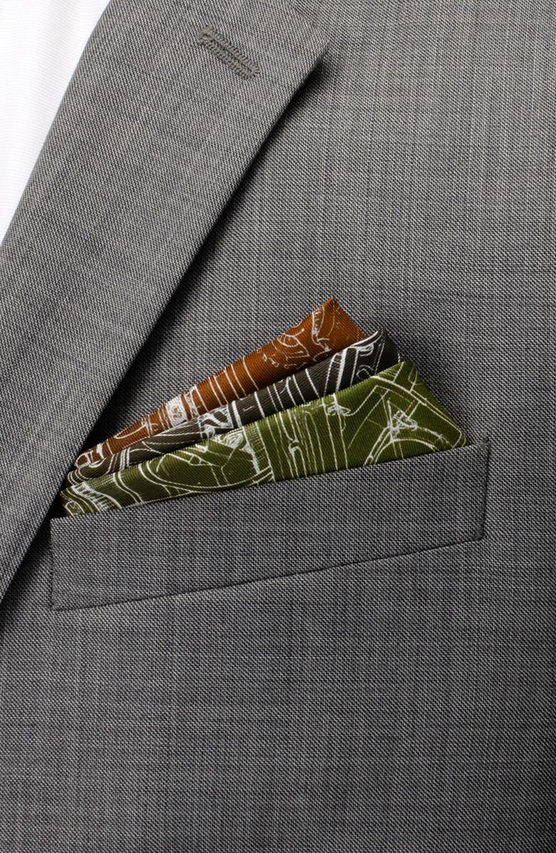 Cufflinks, Inc. Antique Clock Gradient Silk Pocket Square, Alternate, color, Green