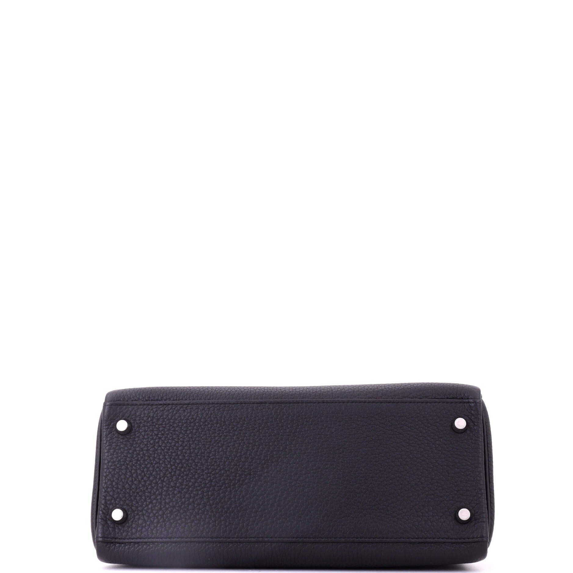Pre-Owned Hermes Kelly Handbag Black Togo with Palladium Hardware 28, Alternate, color, Noir