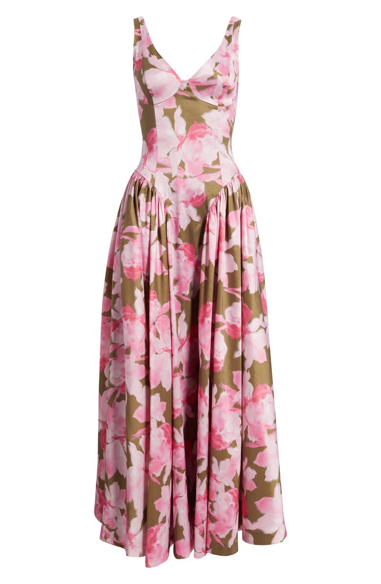 Hutch Jemma Floral Maxi Dress, Main, color, Olive/ Pink Watercolor Orchids