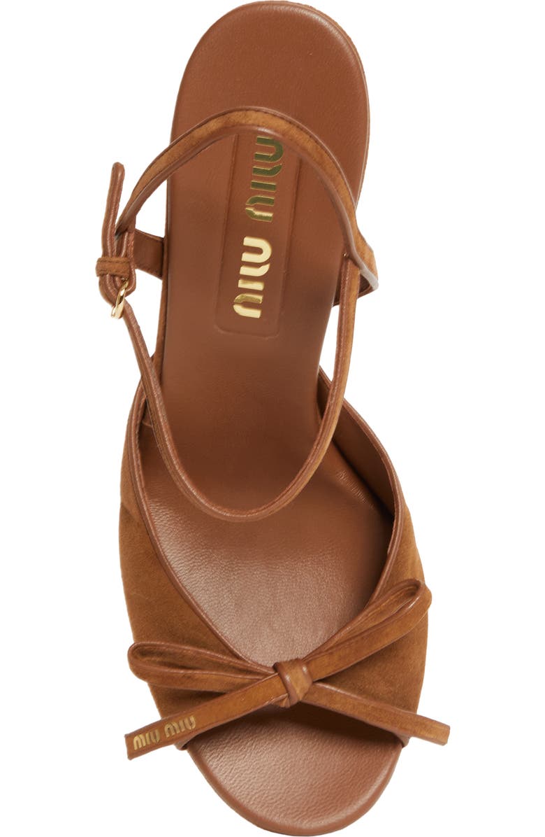 Miu Miu Bow Platform Sandal, Alternate, color, Rovere