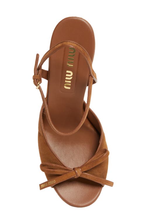 Miu Miu Bow Platform Sandal In Brown