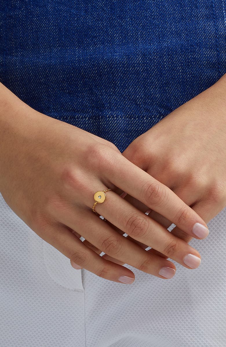 Monica Vinader Linear Solo Diamond Friendship Chain Ring, Alternate, color, Gold/ Diamond