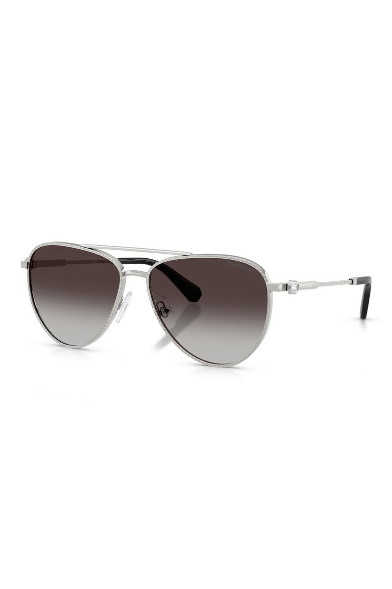59mm Pilot Sunglasses, Alternate, color, SILVER / GRADIENT GREY