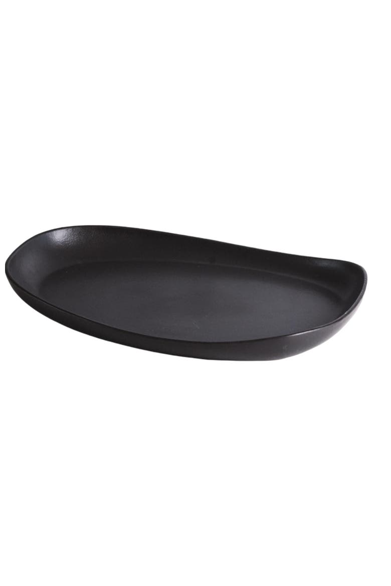 Stoneware Long Serving Platter, Main, color, Black