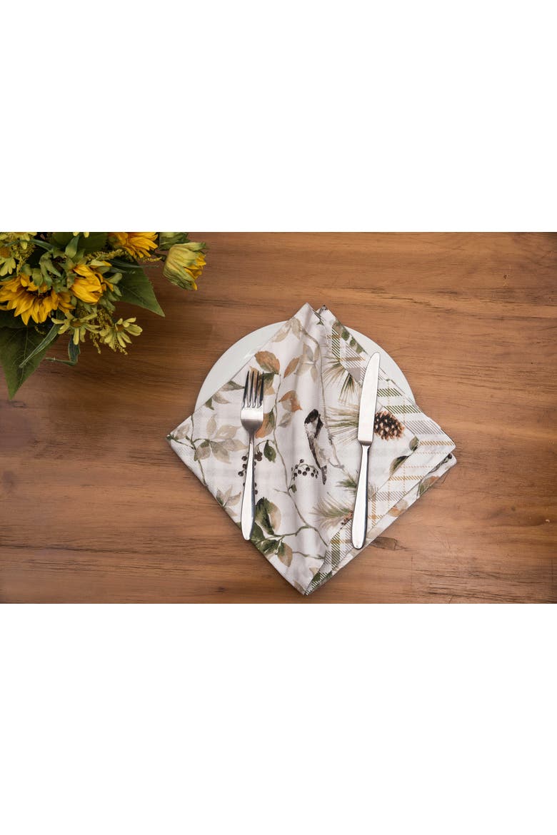 Mira Songbird Cotton Cloth Napkin Machine Washable Set of 6, Alternate, color, White