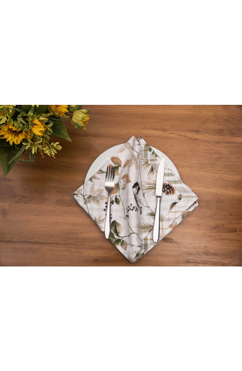 C&F Home Mira Songbird Cotton Cloth Napkin Machine Washable Set of 6, Alternate, color, White