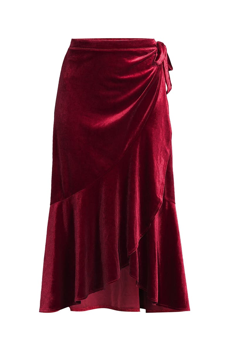 Lands' End Velvet Wrap Midi Skirt, Alternate, color, 