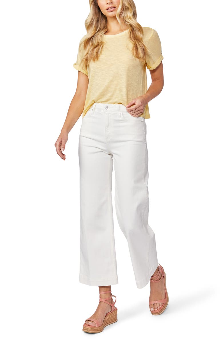 PAIGE Anessa High Waist Wide Leg Crop Jeans, Alternate, color, Light Ecru