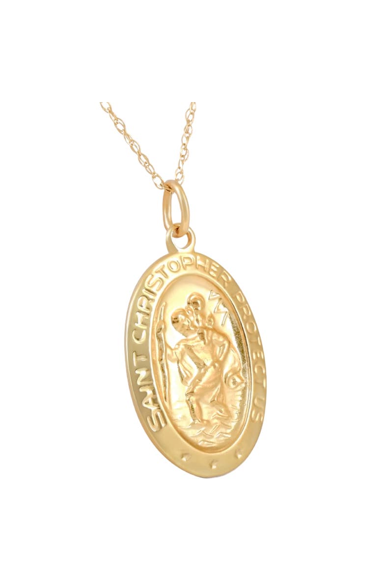 Bliss Diamond 14k Gold St. Christopher Medal Pendant .5" Tall 1.5 Grams, Alternate, color,
