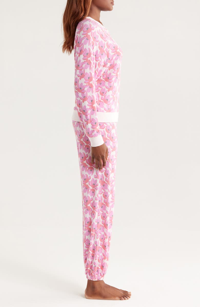 Honeydew Star Seeker Brushed Jersey Pajamas, Alternate, color, Hot Pink Blooms