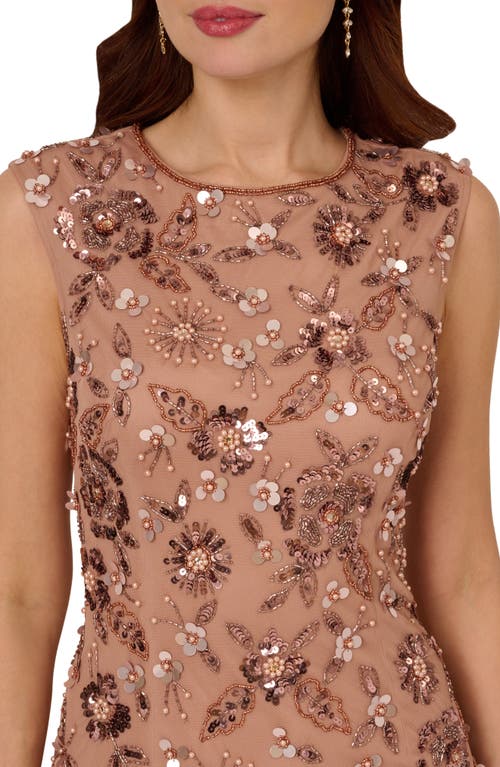 ADRIANNA PAPELL ADRIANNA PAPELL EMBELLISHED MESH MIDI COCKTAIL DRESS