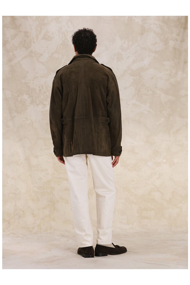 Julian Jungle Suede Jacket, Alternate, color, GREEN