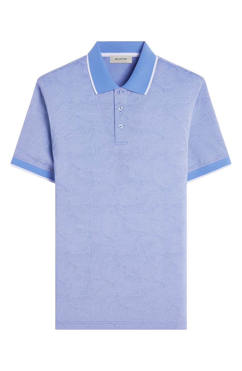 Bugatchi Bird's Eye Leaf Pattern Cotton Polo, Alternate, color, Classic Blue