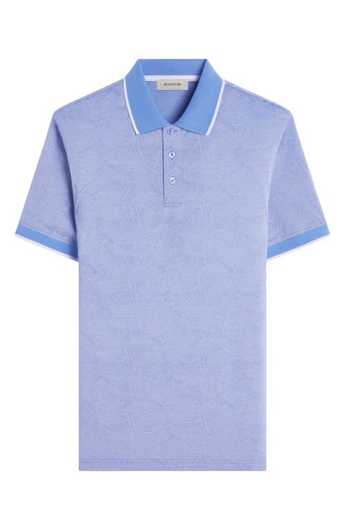 Bugatchi Bird's Eye Leaf Pattern Cotton Polo In Classic Blue