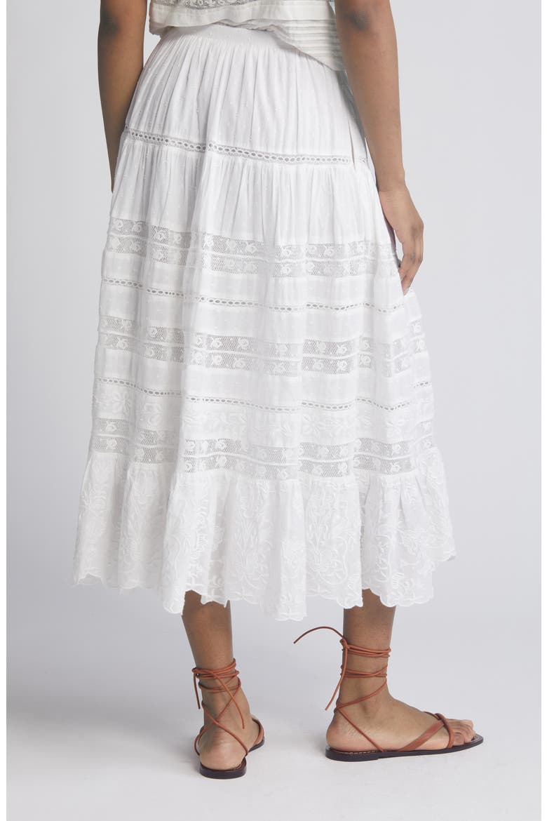 Donna Lace Tie Waist Maxi Skirt, Alternate, color, WHITE