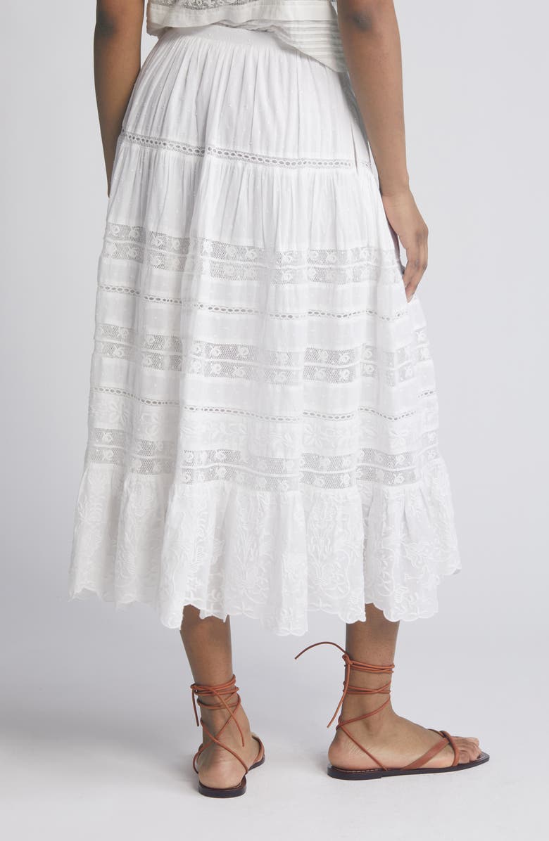 LoveShackFancy Donna Lace Tie Waist Maxi Skirt, Alternate, color, White