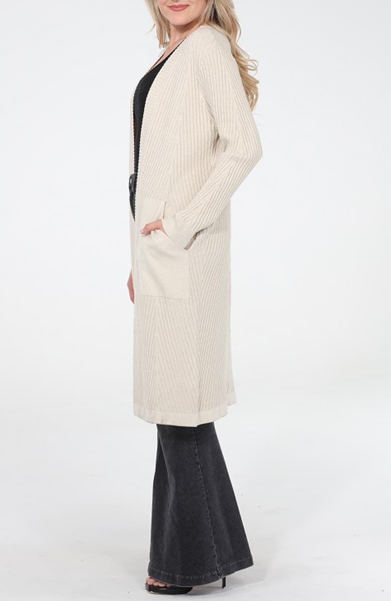 RAIN AND ROSE Ribbed Longline Coatigan with Pockets, Alternate, color, 