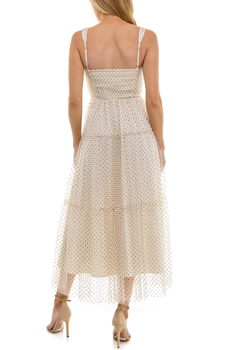 Socialite Dot Mesh Empire Waist Gown, Alternate, color,