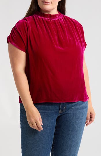 Wit & Wisdom Ruffle Velvet Top