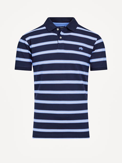 Raging Bull Triple Stripe Birdseye Polo In Multi