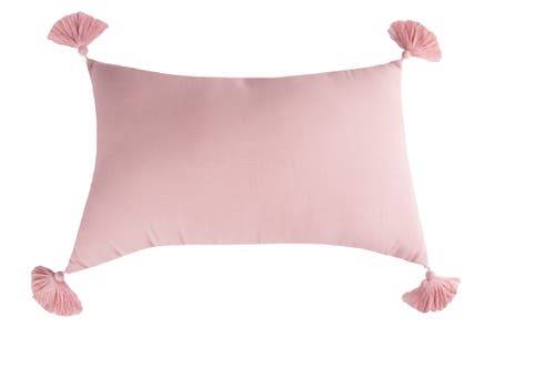 Carol & Frank Bree Vertical Stripe Tasseled Cotton Accent Pillow In Pink