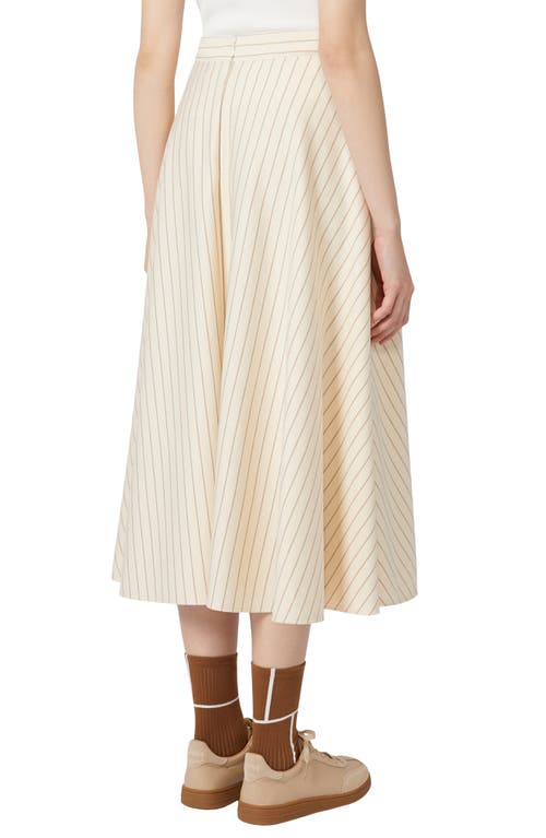 Weekend Max Mara Pelota Stripe Jersey Midi Skirt In White