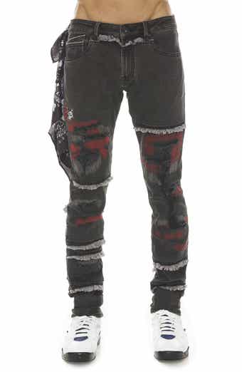 Cult of Individuality Rocker Mötly Crüe Frayed Slim Fit Stretch Jeans