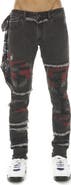 Cult of Individuality Rocker Mötly Crüe Frayed Slim Fit Stretch Jeans