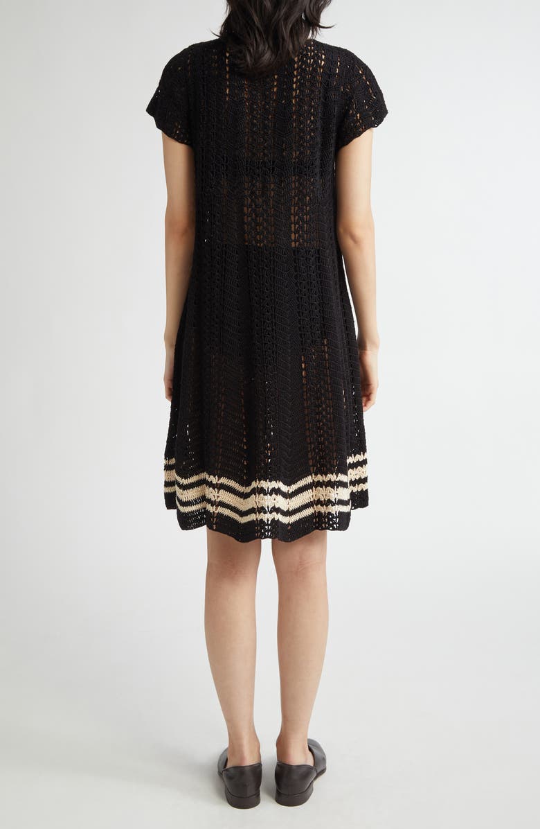 Bode Duxberry Crochet Cotton Minidress, Alternate, color, Black