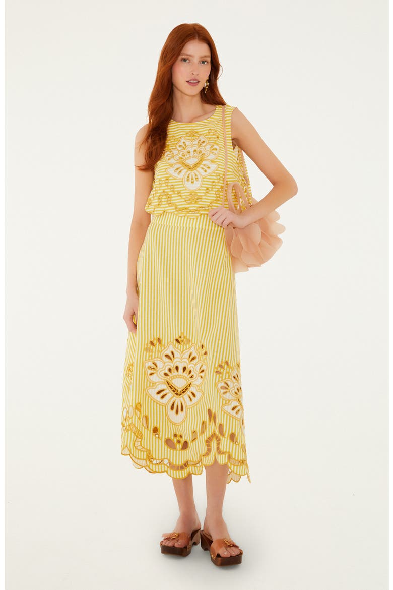 Richilieu Stripe Eyelet Tank, Alternate, color, YELLOW