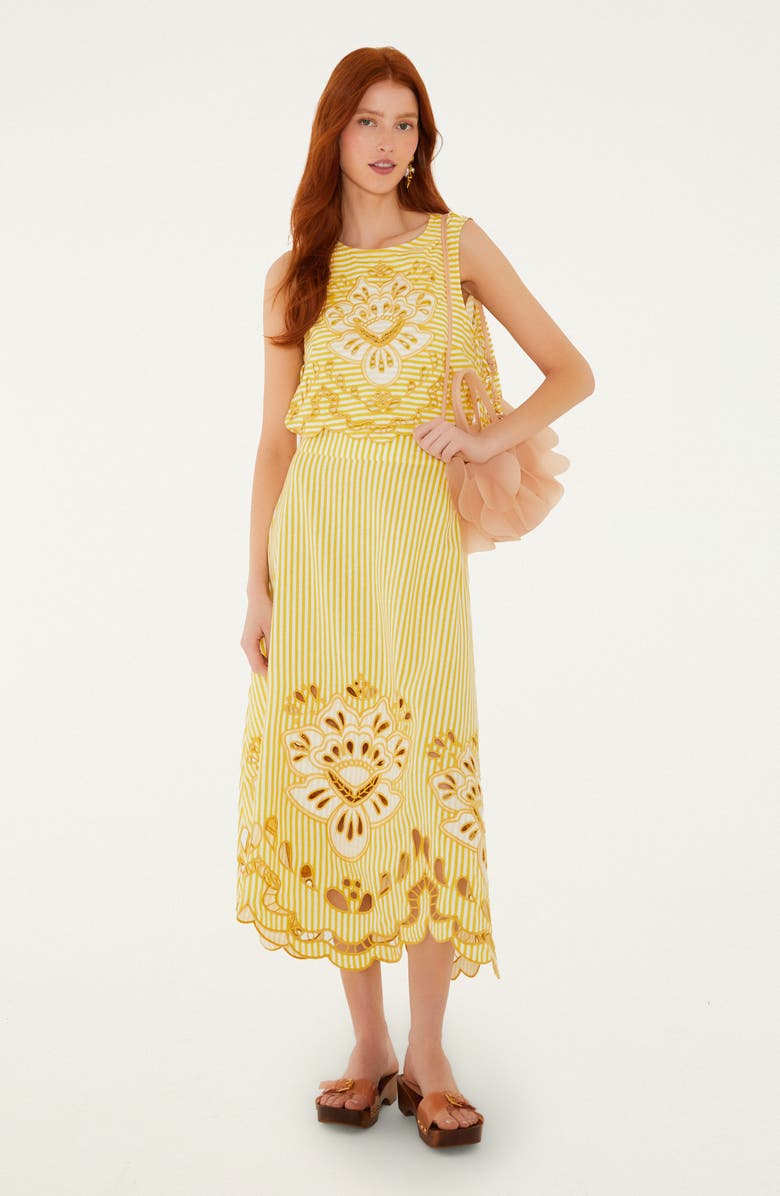 FARM Rio Richilieu Stripe Eyelet Tank, Alternate, color, Yellow