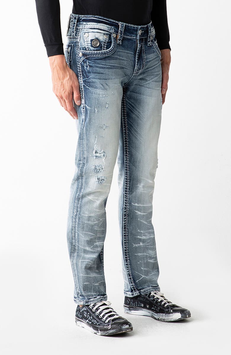 Rock Revival Distressed Straight Leg Jeans, Alternate, color,