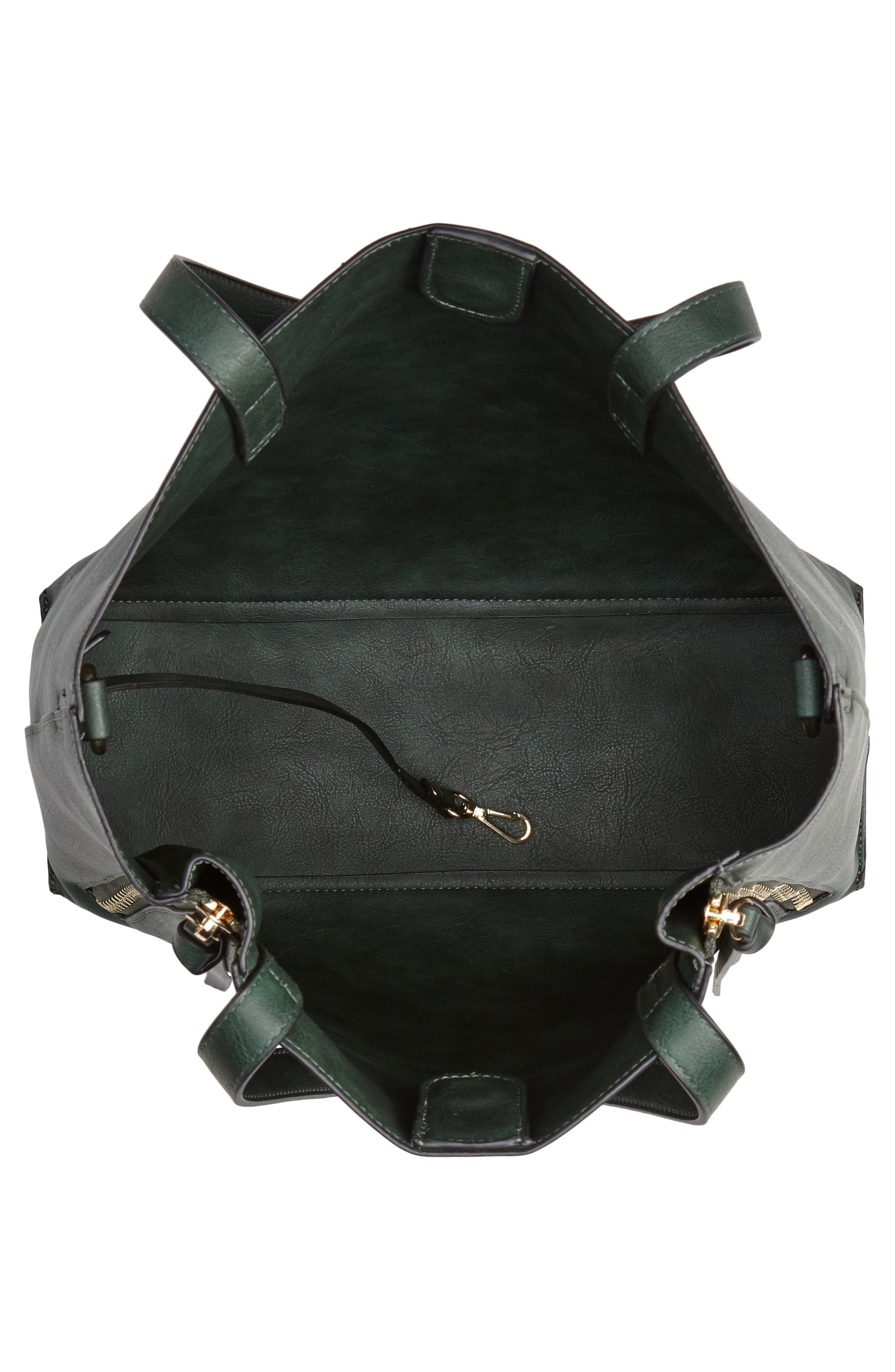 Leigh Convertible Zipper Faux Leather Tote, Alternate, color, GREEN WOOD