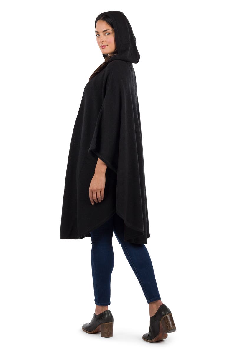 Patricia Nash Hooded Button Front Cape, Alternate, color, Blck