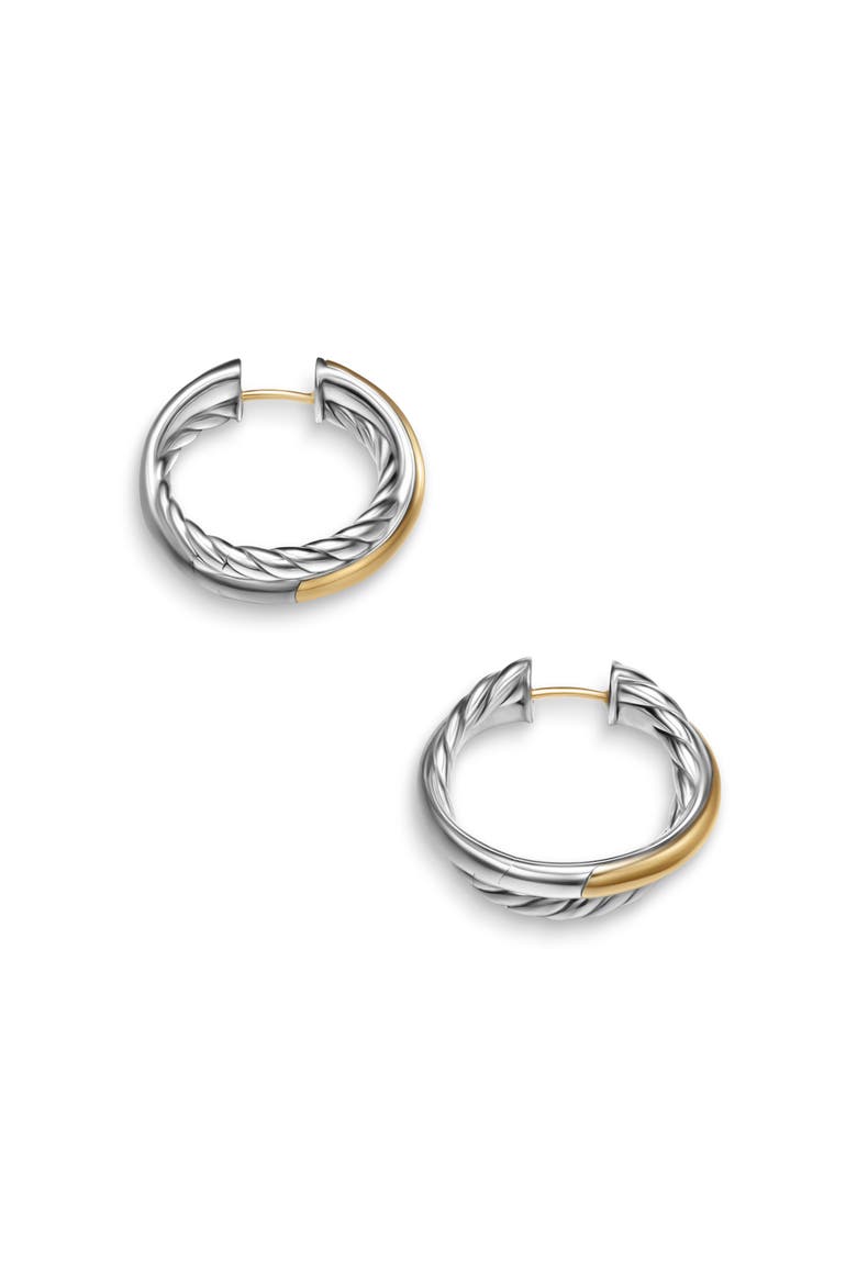 Bold Crossover Hoop Earrings, Alternate, color, STERLING SILVER 14KYG