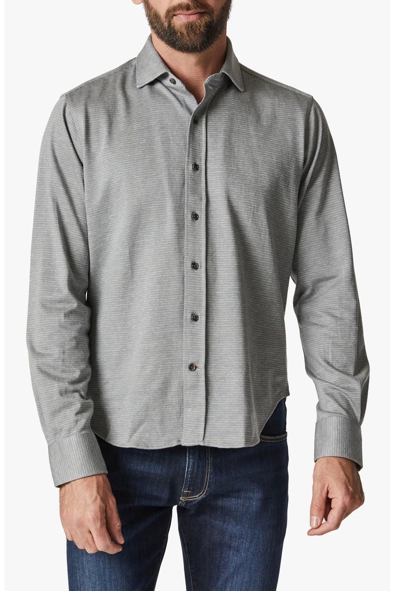 Structured Micropattern Button-Up Shirt, Main, color, LT GREY